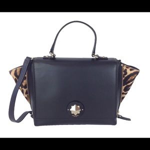 Kate Spade Abbie Handbag -Black w Leopard Calfskin